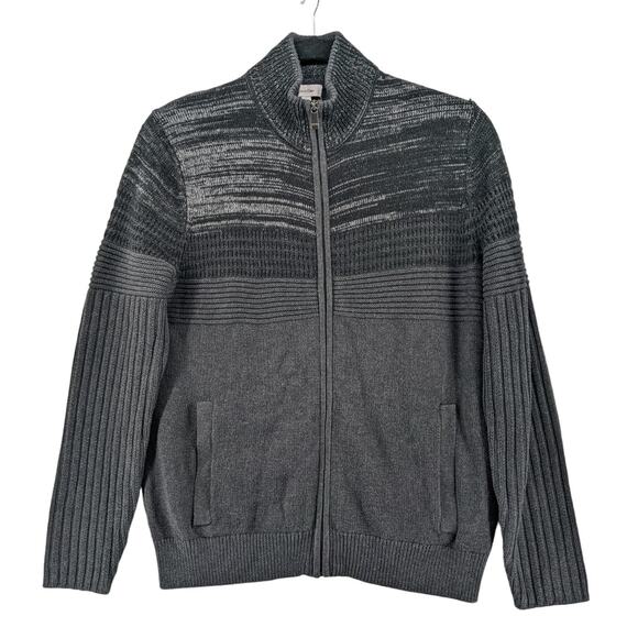 Calvin Klein Other - Calvin Klein Zip Up Sweater M Gray Mens Ribbed knit Long Sleeve Cowl Neck Winter